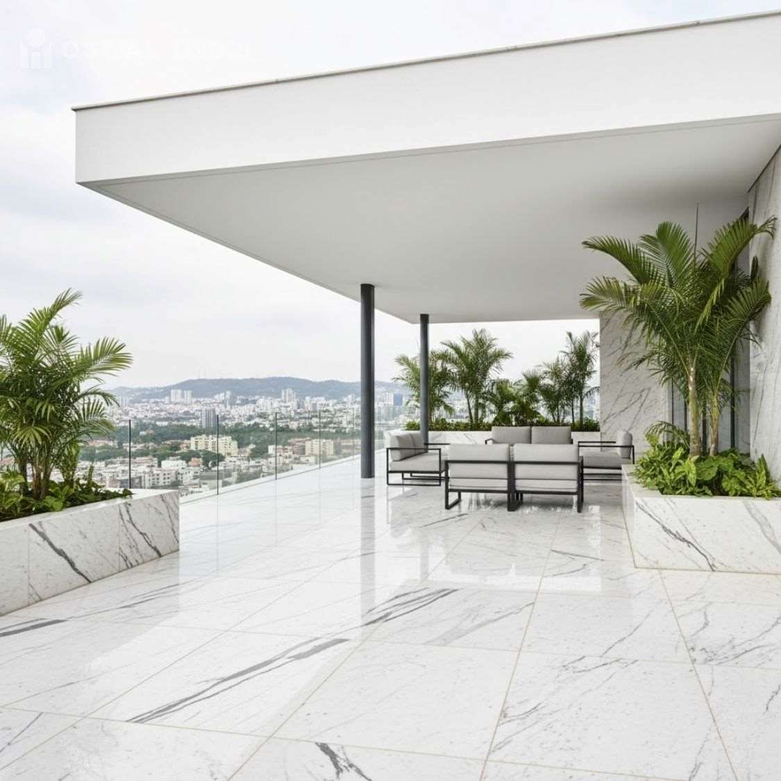 Alabaster White Granite Covered Terrace