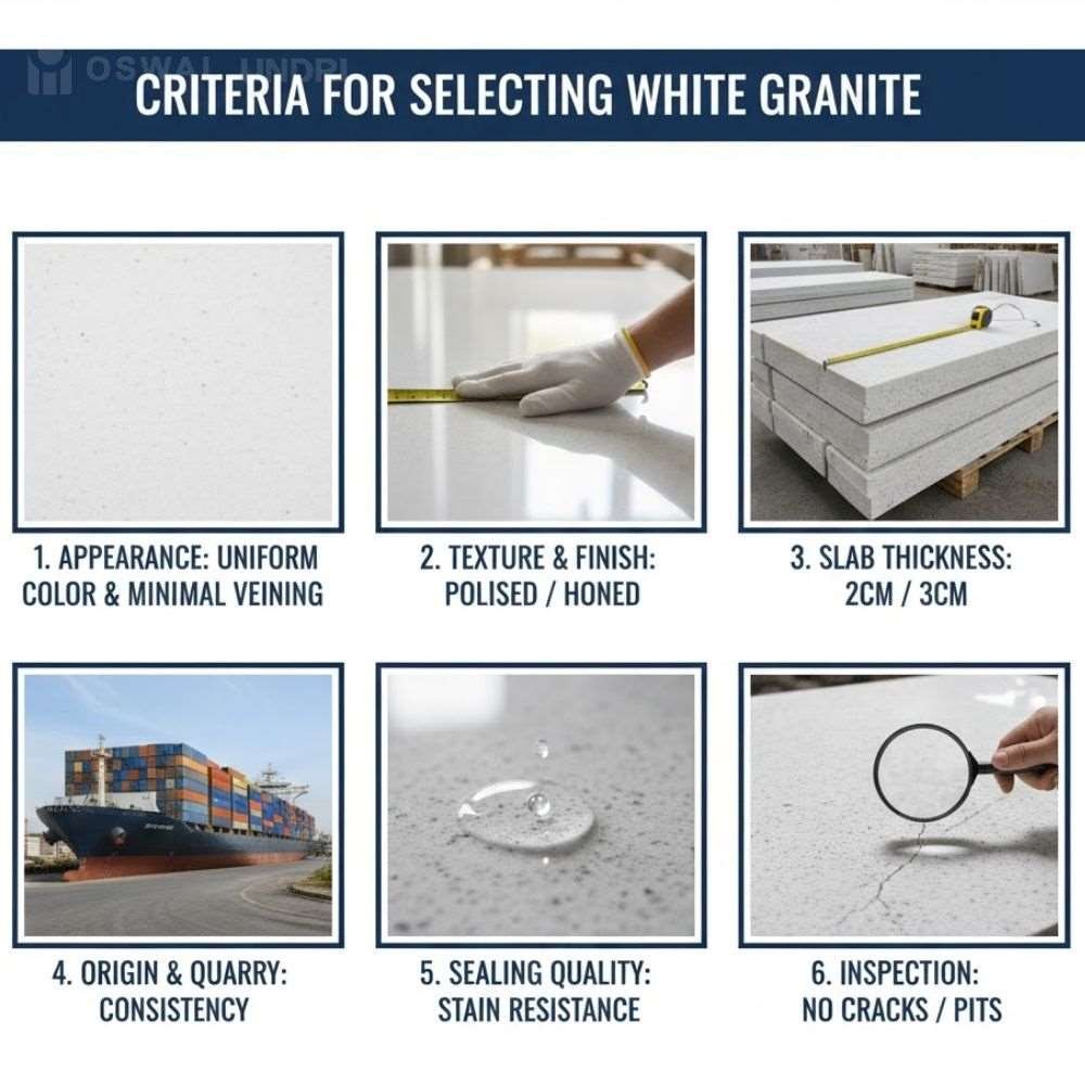 Criteria for selection white granite