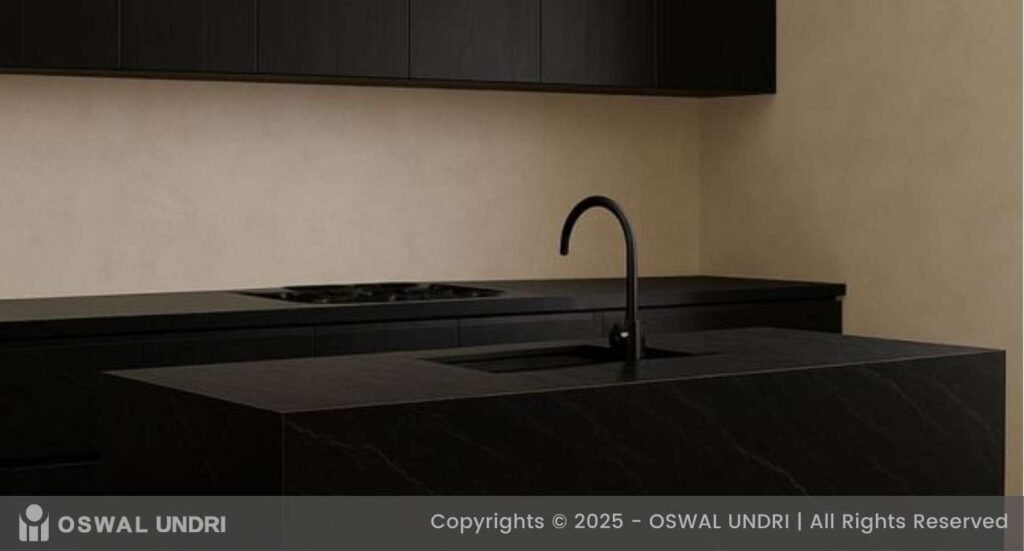Indian black marble kitchen counterop