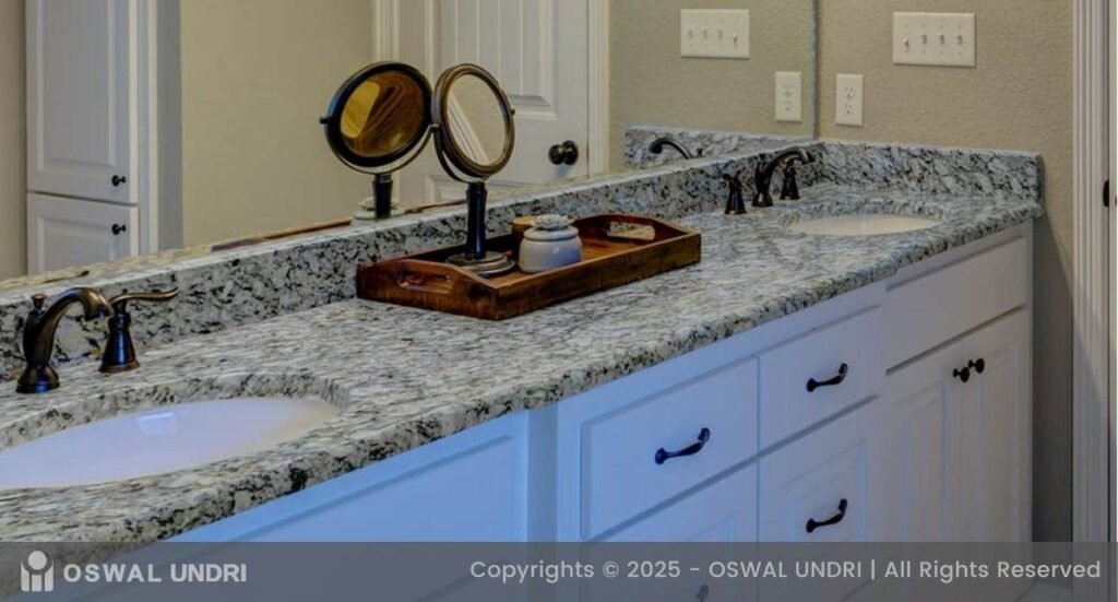 P White Granite Bathroom Vanity1