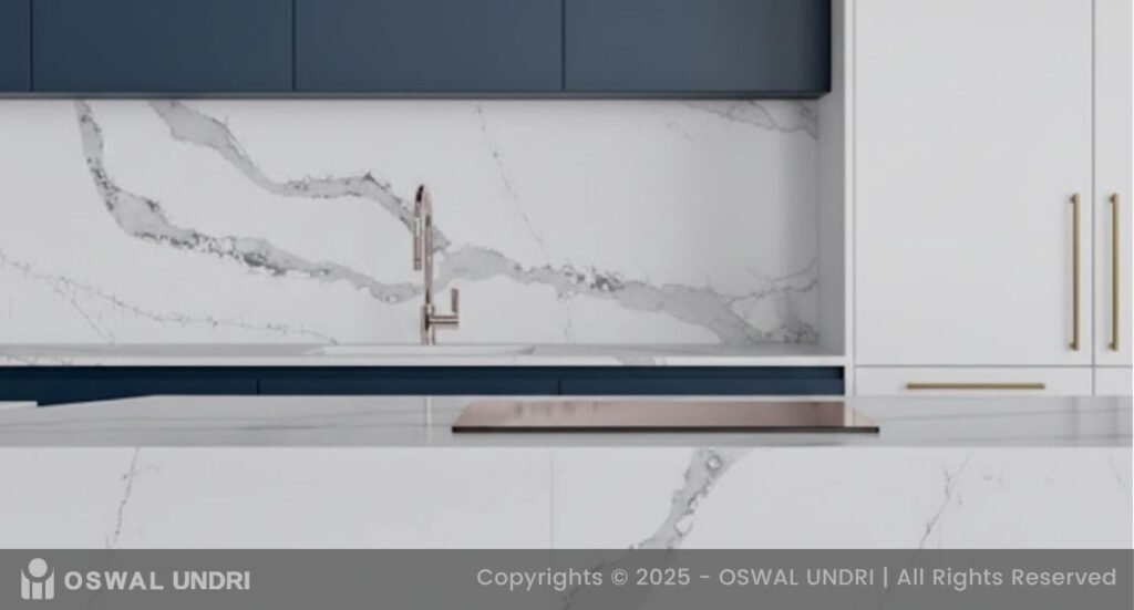 Pokarna Quantra Quartz Countertop Calacatta Lucca