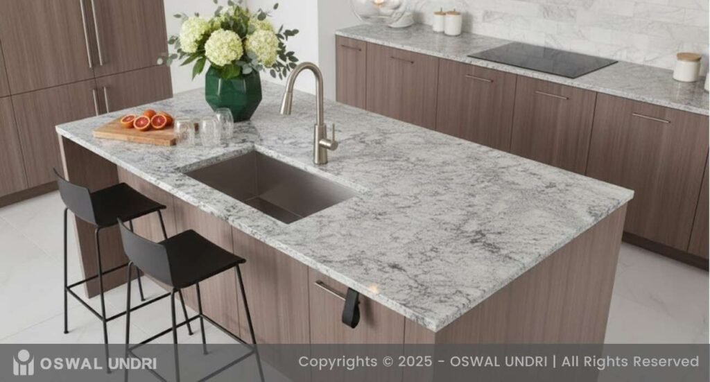 Thunder White Granite Kitchen Countertop
