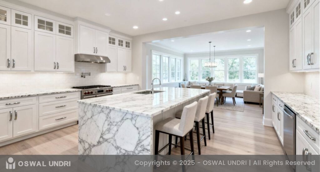 White Fantasy Granite Kitchen Countertop