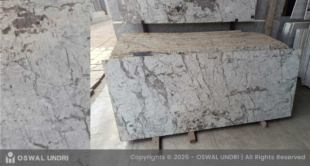 Alaska White Granite mockup slab