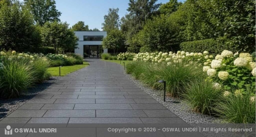 Ash Black Granite Outdoor Pathway