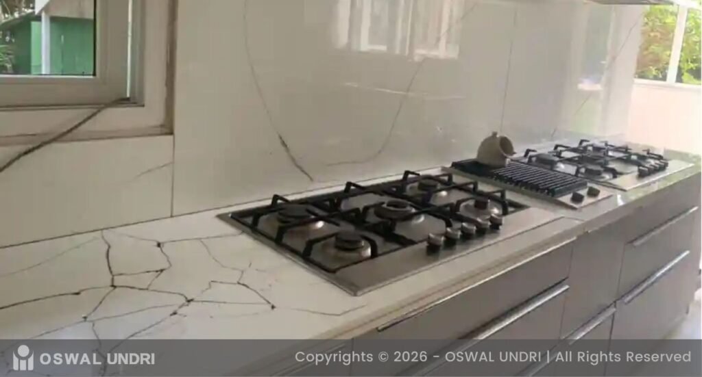Cracking of Nano White Kitchen Contertop and Backsplash