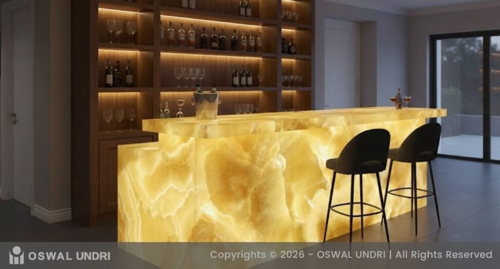 Honey Onyx Marble Backlit Bar Counter