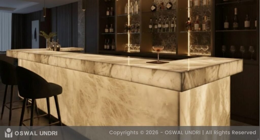 Iceberg Quartzite Backlit Bar Counter