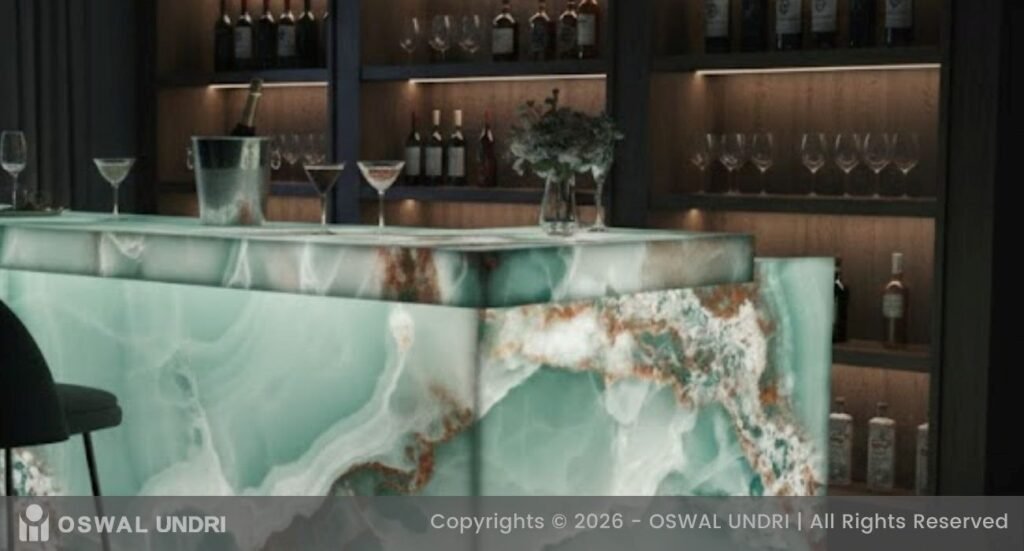 Turquoise Onyx Marble Backlit Barcounter